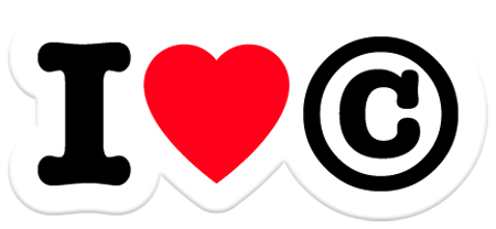 Sticker I love copyright