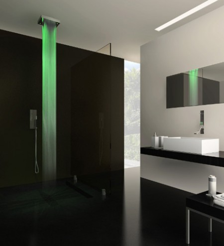 douche pluie vert Drop lighted shower Cisal