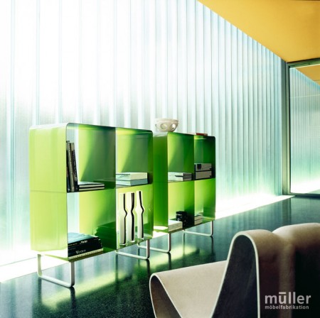 meuble en métal vert Muller Mobelfabrikation