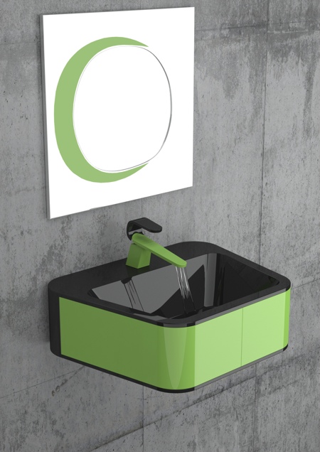 Kawa salle de bain verte et noir par Karim Rashid pour Cisal