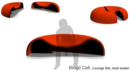 canapé lounge blood cell design by idiot