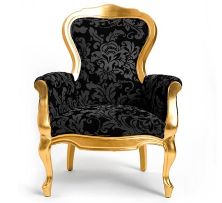 fauteuil baroque Carla chair en version Gold and Black (noir et or)