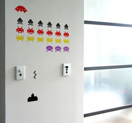 stickers muraux du jeu video Space invaders