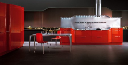 cuisine design Venus orange et marron Snaidero