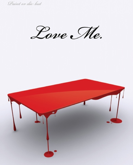 paint or die but love me - table avec de la peinture fraiche dégoulinante par John Nouanesing
