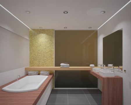 salle de bain avec installation domotique KNX Jung smart housing