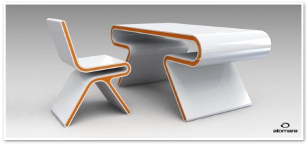 bureau design blanc Omega chair and desk Atomare