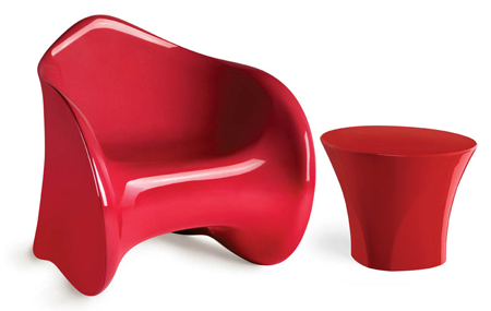 Fauteuil design moulé rouge