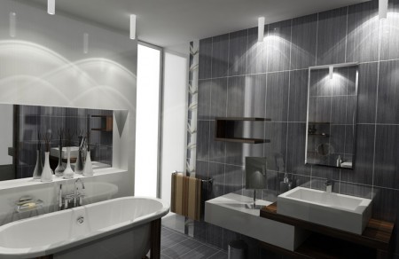 Idée déco : salle de bain design grise