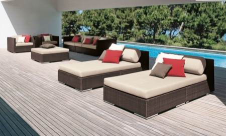 Salon de jardin design tressé marron - Dedon lounge 