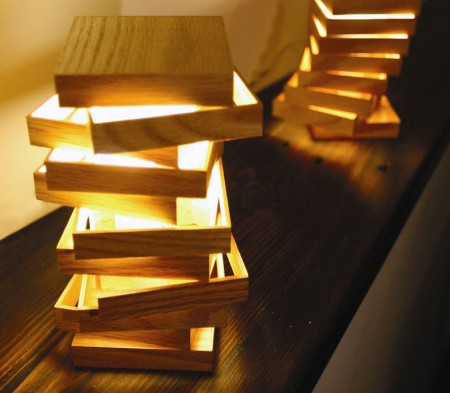 Lampe en bois design Cubix