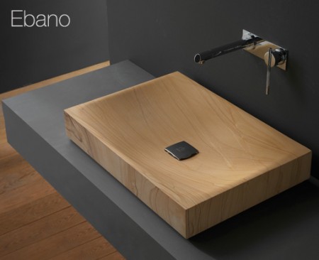 Vasque design rainwood stone Ebano