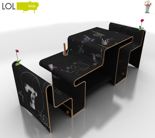 Bureau pour enfant LOL kids version ardoise noire