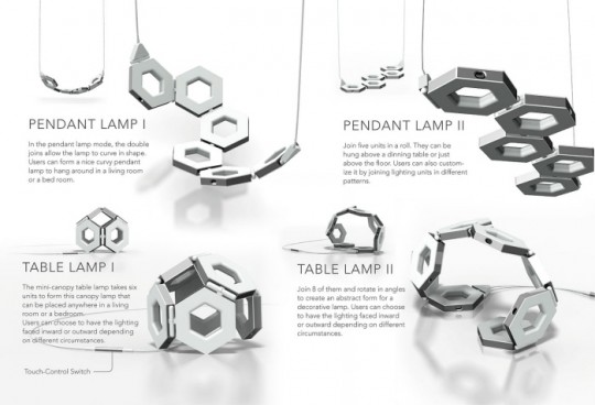 Combinaisons avec le luminaire modulable Tile