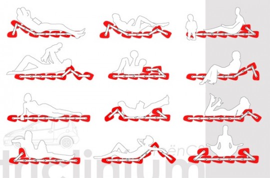 Différentes positions possible avec le sofa Triclinium