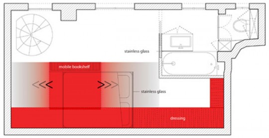 Plan appartement Red Nest par Paul Coudamy