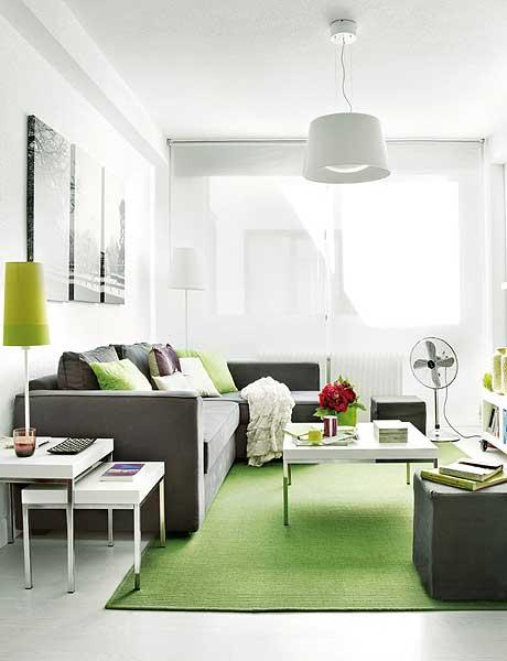 Intérieur design : salon vert et blanc