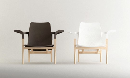 Fauteuil en bois design noir et blanc