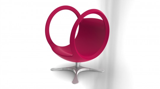 Fauteuil boule rouge / rose fuschia Outerspace