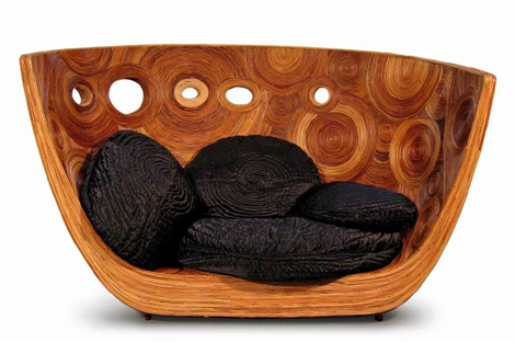 Canapé en bois exotique design Koji