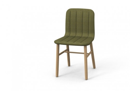 Slat chair - chaise design en bois et tissu vert kaki