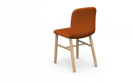 Slat chair - chaise design en bois et tissu orange