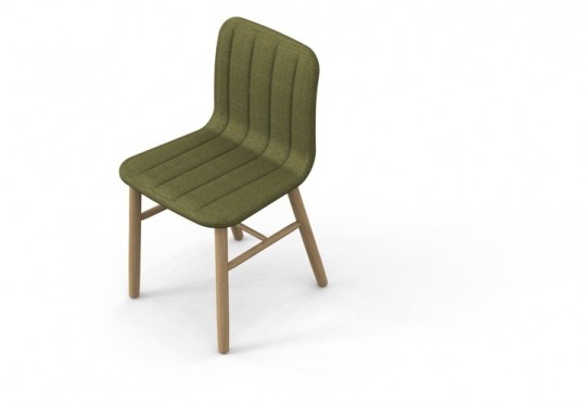 Slat chair - chaise design en bois et tissu vert foncé