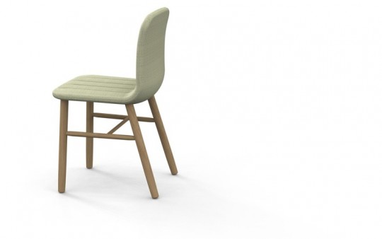 Slat chair - chaise design en bois et tissu gris clair