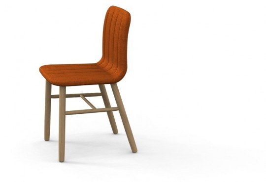 Slat chair - chaise design en bois et tissu brun