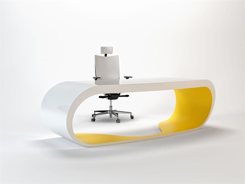 Bureau Blanc Et Jaune : Goggle desk bureau blanc et jaune