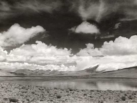 Photo d'un paysage de lac en noir et blanc