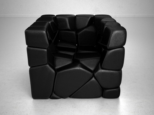 Vuzzle chair avec des coussins noirs