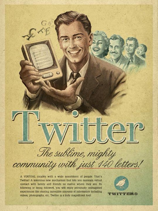 Affiche Twitter rétro vintage