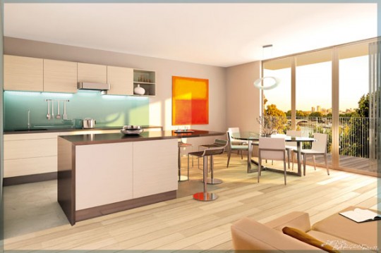 Cuisine design dans un appartement situé à  Paris 4