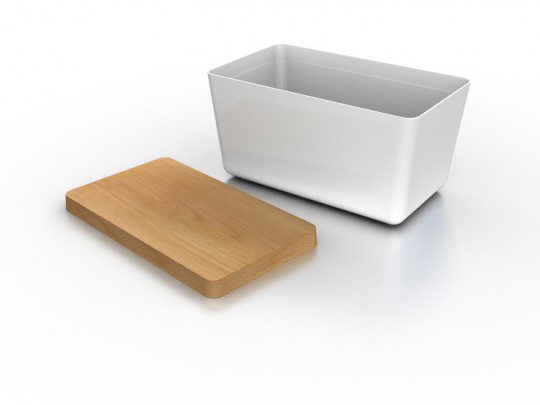 Boite à  pain design blanche + bois Joseph Joseph