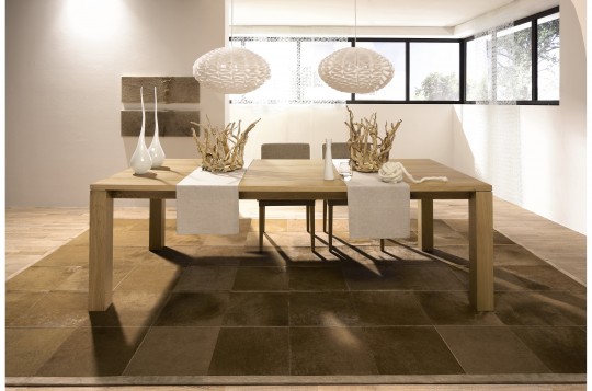 Table en bois massif (chêne naturel) rectangle avec rallonges Hà¼lsta ET 1400
