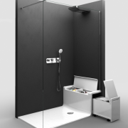 Douche à l'italienne avec banc / rangements intégrés par Roca