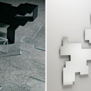 Miroir et table basse Space invaders par Piero Lissoni