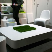 Table basse avec de l'herbe Racine Carré
