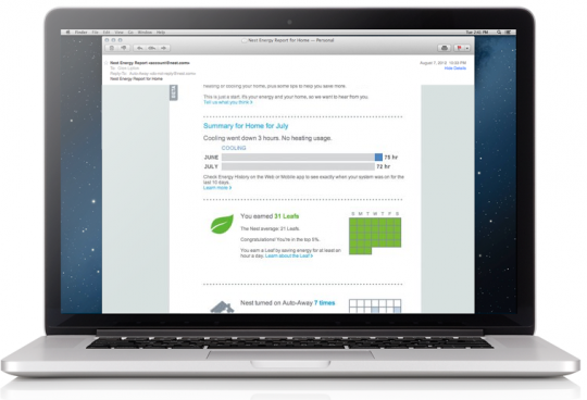Nest : rapport mensuel d'économies d'énergie