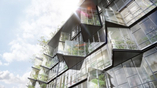 Façade en verre de la résidence Cap Mail à  Rennes
