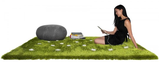 Tapis interactif avec de l'herbe et des fleurs Daisy Garden