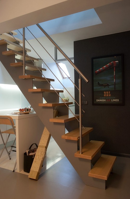 Escalier en bois et métal contemporain