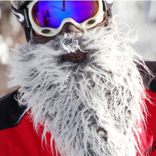 Masque de ski avec une barbe blanche Beardski