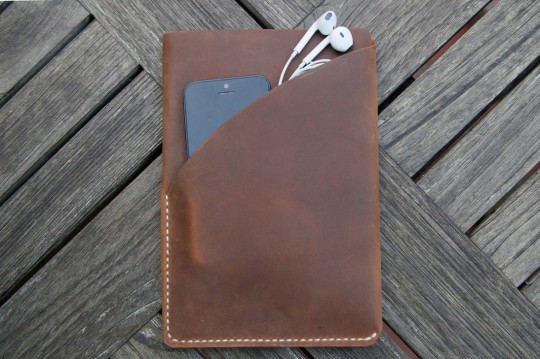 Housse de protection en cuir brun pour iPad mini