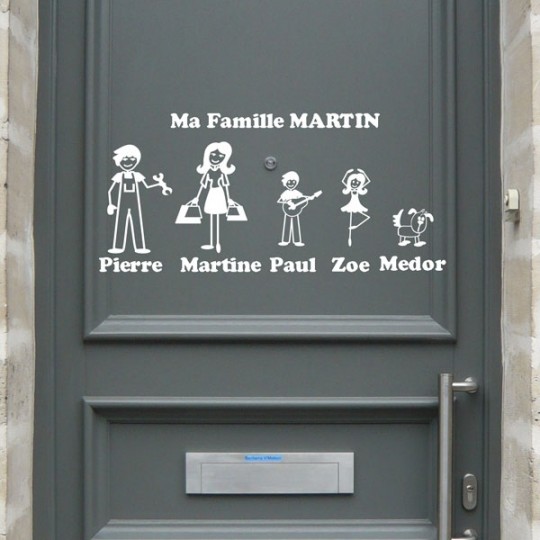 Les stickers Zousticks à  l'image de votre famille sur votre porte