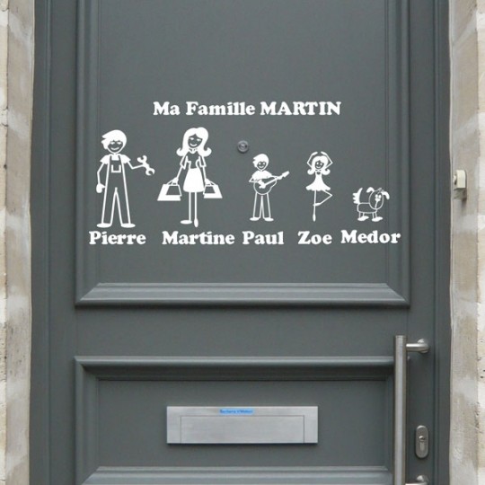 Les stickers Zousticks à l'image de votre famille sur votre porte