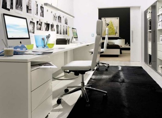 Inspiration déco : Un bureau comtemporain noir et blanc