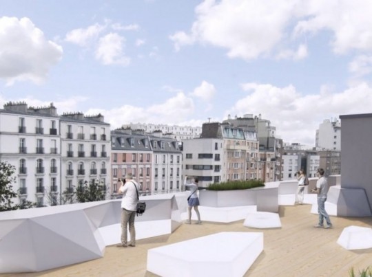 Vue tu toit terrasse de l'école 42 à  Paris