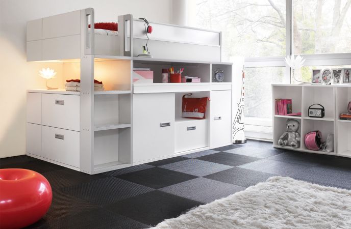 Gautier dimix : lit enfant avec de nombreux rangements intégrés Bureau ado avec rangement